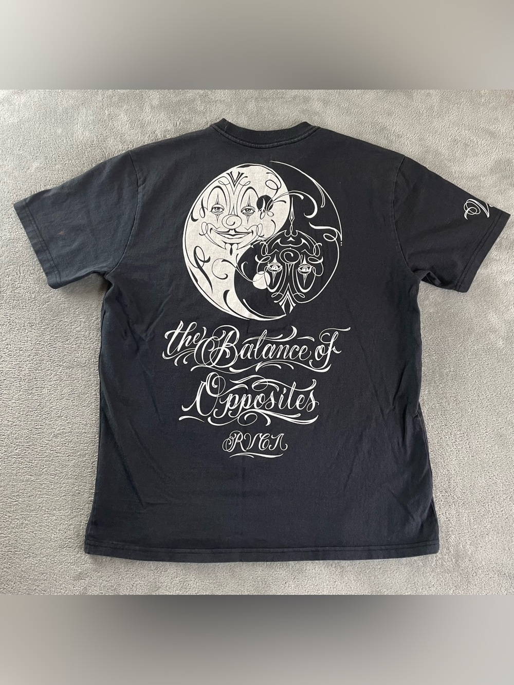 Mister Cartoon RVCA Shirt Yin Yang Mens Size Medium Streetwear Black Tee Shirt